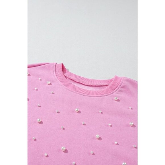 NWT AMELIA BUBBLEGUM PINK PEARL CREWNECK SWEATER - Picture 13 of 16